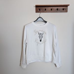 [Banana Republic] White Zebra Embroidered Sweatshirt